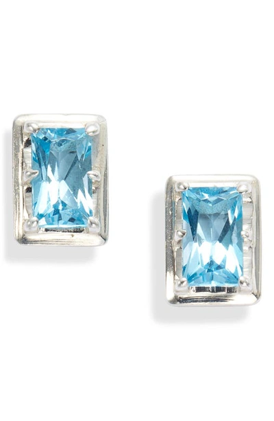 Shop Anzie Classique Carré Semiprecious Baguette Stud Earrings In Blue