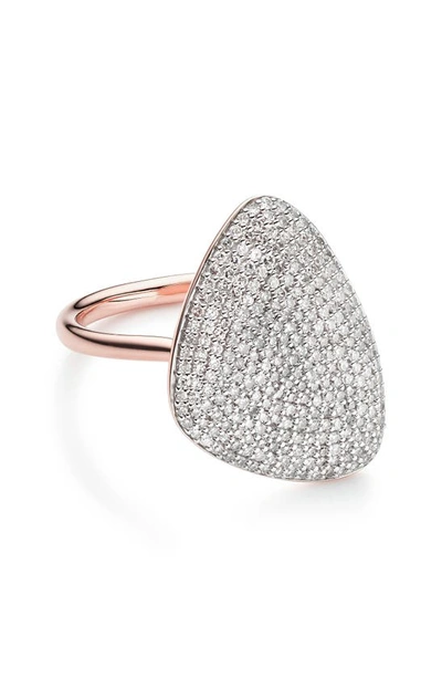 Shop Monica Vinader Nura Diamond Teardrop Ring In Rose Gold/ Diamond