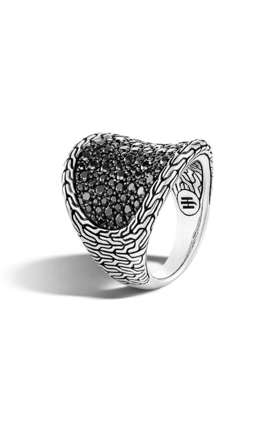 Shop John Hardy Classic Chain Silver Saddle Ring In Black Sapphire