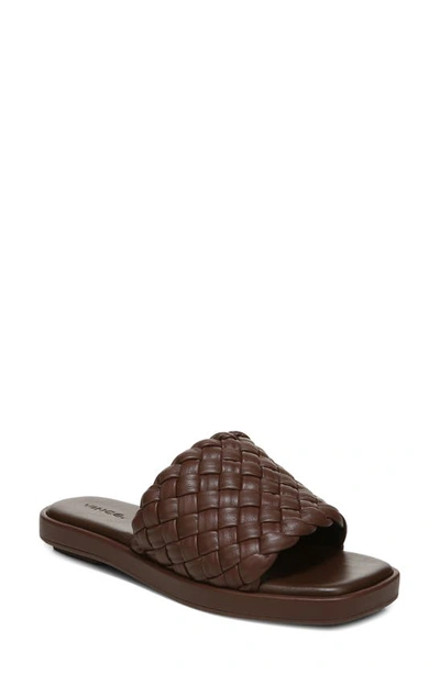 Shop Vince Rumi Woven Leather Slide Sandal In Brown