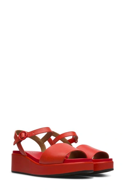 Shop Camper Misia Platform Wedge Sandal In Red