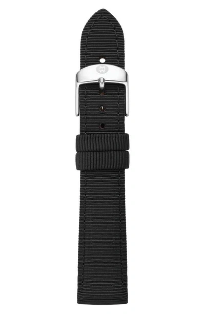 Shop Michele 18mm Grosgrain Watch Strap In Onyx