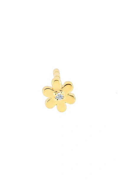 Shop Ef Collection Single Baby Daisy Diamond Stud Earring In Yellow Gold