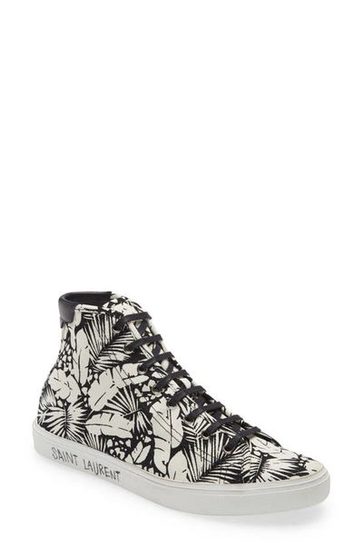 Shop Saint Laurent Malibu High Top Sneaker In White/ Black