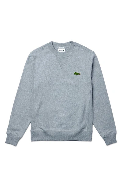 Shop Lacoste Ribbed Side Organic Cotton Sweatshirt In Grey