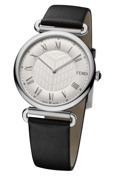 Shop Fendi Stainless Steel Leather Strap Watch, 41mm