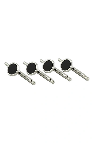 Shop David Donahue Set Of 4 Onyx Studs In Silver