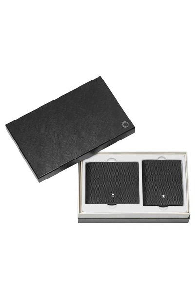 Shop Montblanc Textured Leather Wallet & Business Card Holder Gift Set In Black