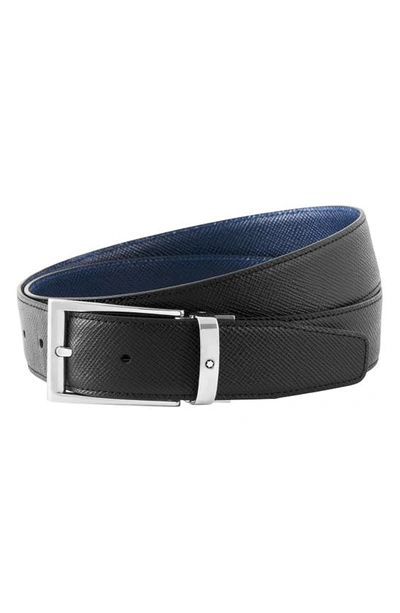 Montblanc Reversible Saffiano Leather Belt In Black