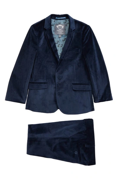 Shop Appaman Kids' Velvet Mod Suit In Peacoat Velvet