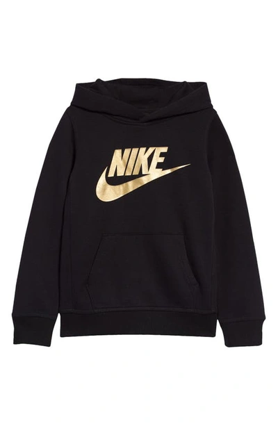 Nike Sportswear Club Fleece Big Kidsâ€™ Pullover Hoodie In Black,metallic  Gold | ModeSens