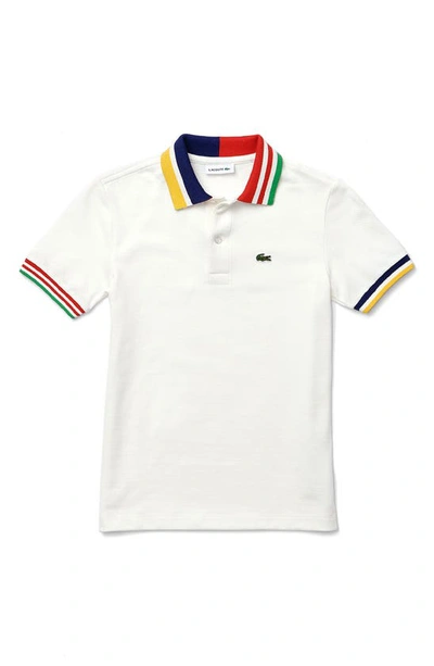 Lacoste Kids' Baby's, Little Boy's & Boy's Striped Accents Cotton Piqu Polo  Shirt In Flour/multicolor | ModeSens