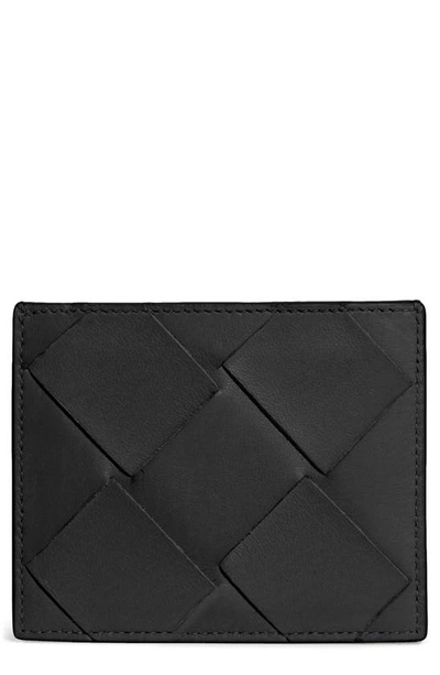 Shop Bottega Veneta Intrecciato Leather Card Case In Nero