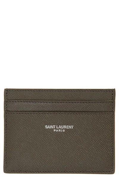 Shop Saint Laurent Pebble Grain Leather Card Case In Brown