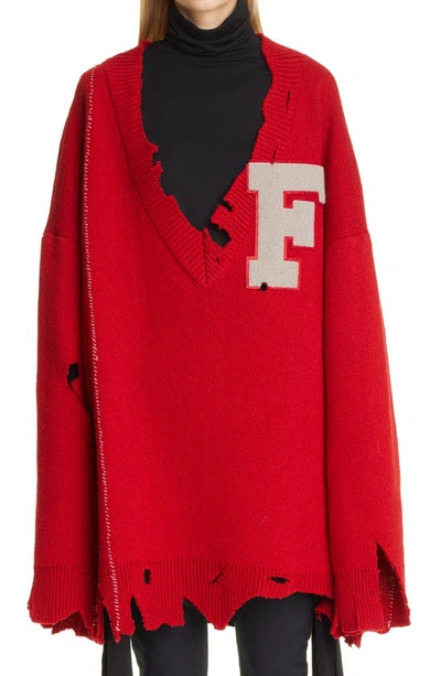 Raf Simons Archive Redux Aw '16 Oversize Destroyed Sweater In