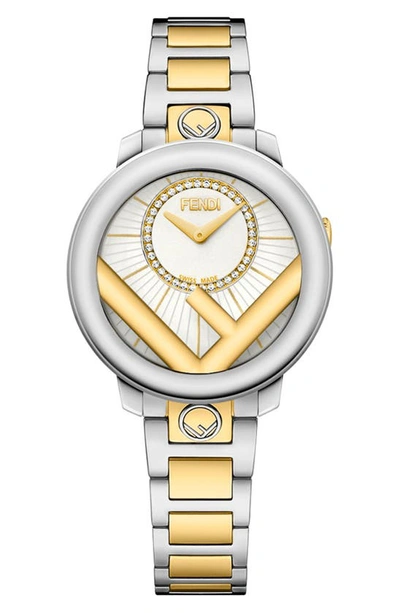 Shop Fendi Run Away Diamond Bracelet Watch, 28mm In Gold/ Silver