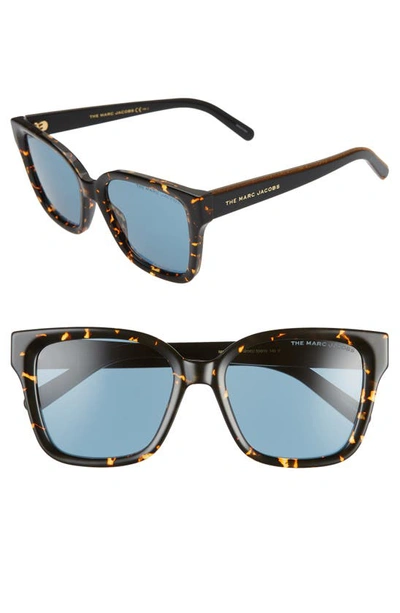 Shop The Marc Jacobs 53mm Square Sunglasses In Havana Black/ Blue Avio