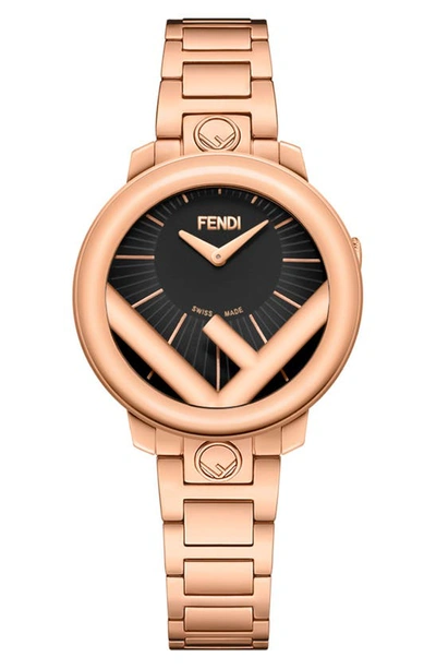 Shop Fendi Run Away Bracelet Watch, 28mm In Rose Gold/ Black/ Rose Gold