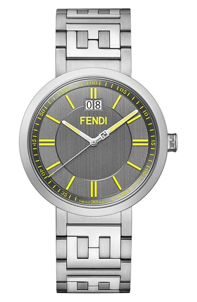 Shop Fendi Forever  Bracelet Watch, 39mm In Silver/ Grey/ Silver