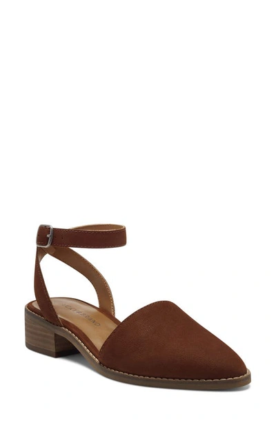 Shop Lucky Brand Linore Ankle Strap Pump In Brandy Leather