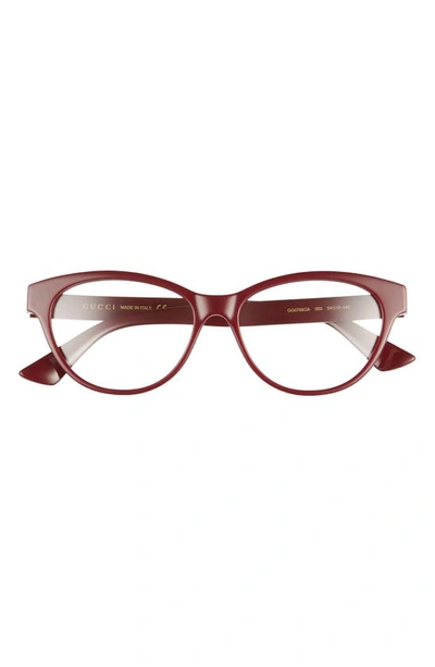 Shop Gucci 54mm Round Optical Glasses In Burgundy