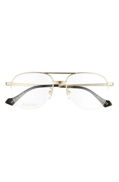 Shop Gucci 54mm Aviator Optical Glasses In Gold