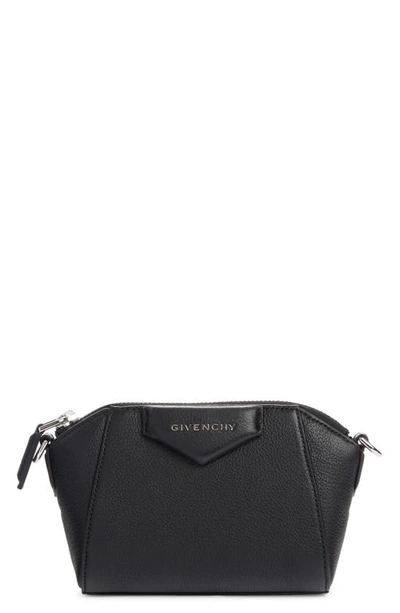 Shop Givenchy Nano Antigona Sugar Leather Crossbody Bag In Black