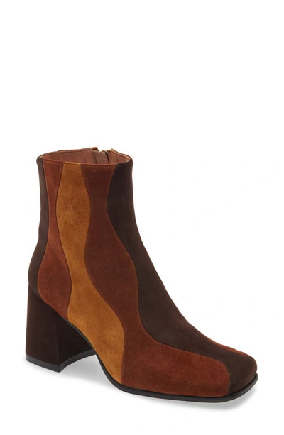 Shop Jeffrey Campbell Lavalamp Bootie In Brown Suede Combo