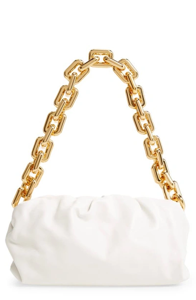 Shop Bottega Veneta The Chain Pouch Leather Shoulder Bag In Chalk/ Gold