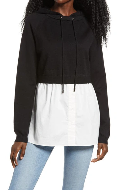Shop English Factory Layered Hoodie In Black White