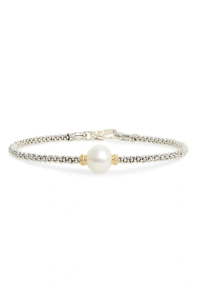 Shop Lagos Luna Genuine Pearl Single Station Bracelet In Silver