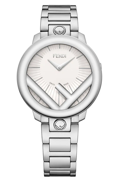 Shop Fendi Run Away Bracelet Watch, 36mm In Silver/ White/ Silver