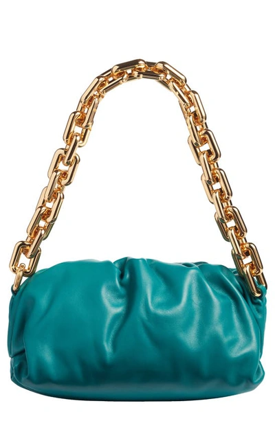 Shop Bottega Veneta The Chain Pouch Leather Shoulder Bag In Mallard/ Gold