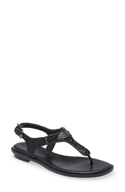 Shop Michael Michael Kors 'plate' Thong Sandal In Black Glitter/ Leather