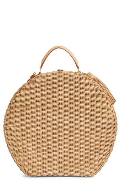 Shop Saint Laurent Medium Mica Wicker Top Handle Bag In Natur/vint.br.gold