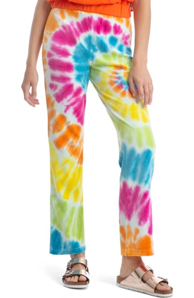 Shop Juicy Couture Tie Dye Velour Flare Pants In Spiral Combo