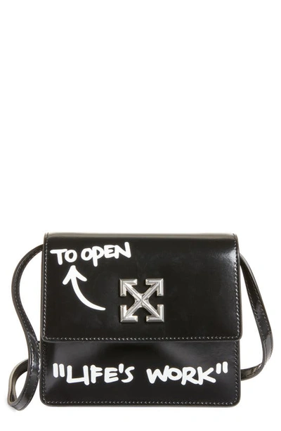Shop Off-white Jitney 0.7 Life's Work Leather Crossbody Bag In Black White