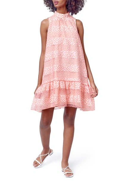 Shop Corey Lynn Calter Dot & Stripe Chiffon Babydoll Dress In Orange/ Pink