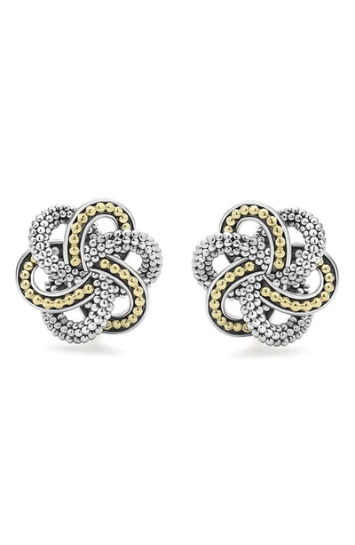 Shop Lagos Love Knot Stud Earrings In Two-tone