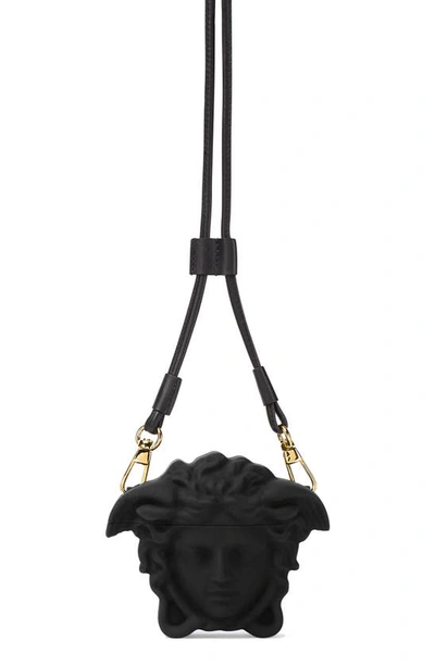 Shop Versace Medusa Head Airpod Case In Black /  Gold/ 1b00v