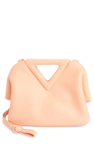 Shop Bottega Veneta Small Triangle Leather Shoulder Bag In Peachy/ Silver