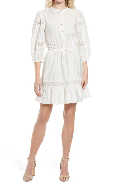Shop Rebecca Minkoff Elle Lace Inset Ruffle Hem Dress In White