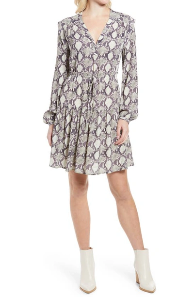Shop Rebecca Minkoff Vanessa Snake Print Long Sleeve Dress In Ecru Multi