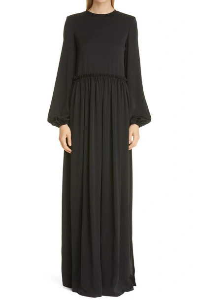 Shop Max Mara Gene Long Sleeve Silk Dress In Black