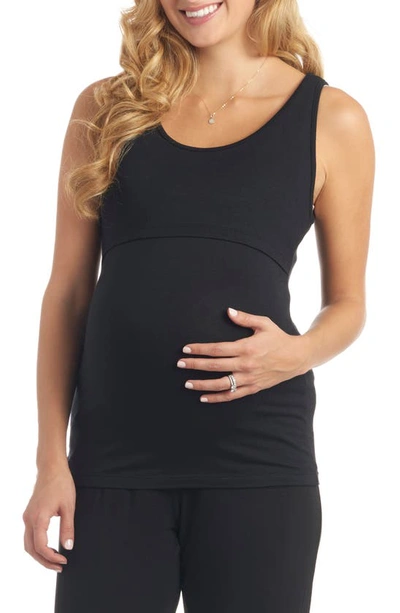 Shop Everly Grey Kara Maternity/nursing Tank In Black