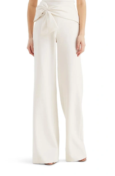 Shop Sachin & Babi Whitley Bow Waist Stretch Crepe Trousers In Ivory