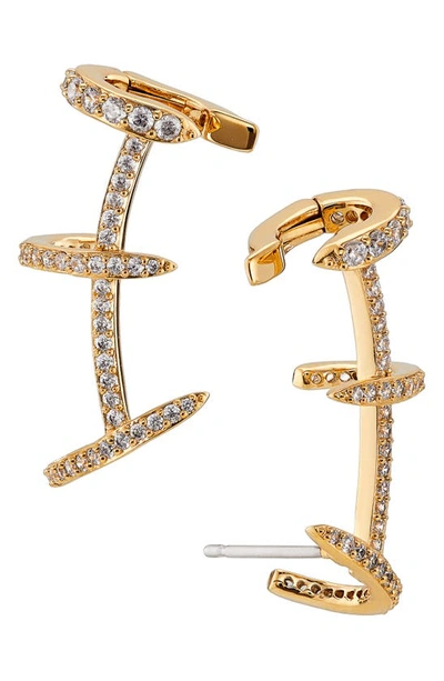 Shop Nadri Leah Pavé Cage Ear Crawlers In Gold