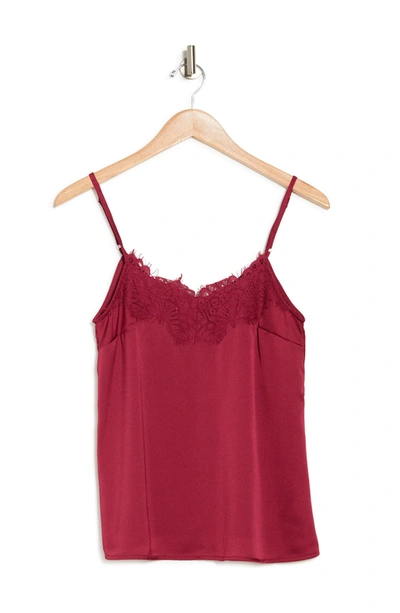 Shop Secret Lace Just One Lace Trim Woven Camisole In Burgundy