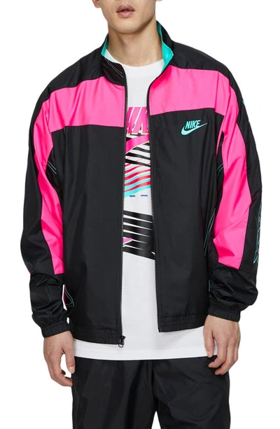 Shop Nike Track Jacket In Black/ Hyper Pink/ Hyper Jade