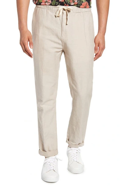 Shop John Varvatos Robbie Tailored Slim Fit Linen Blend Pants In Moth Grey